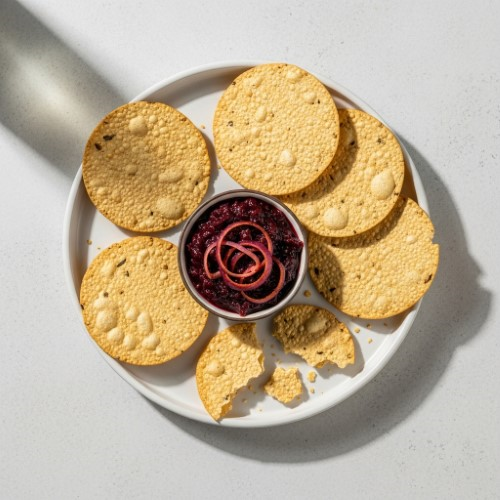 2 Poppadoms & Spiced Onions 
